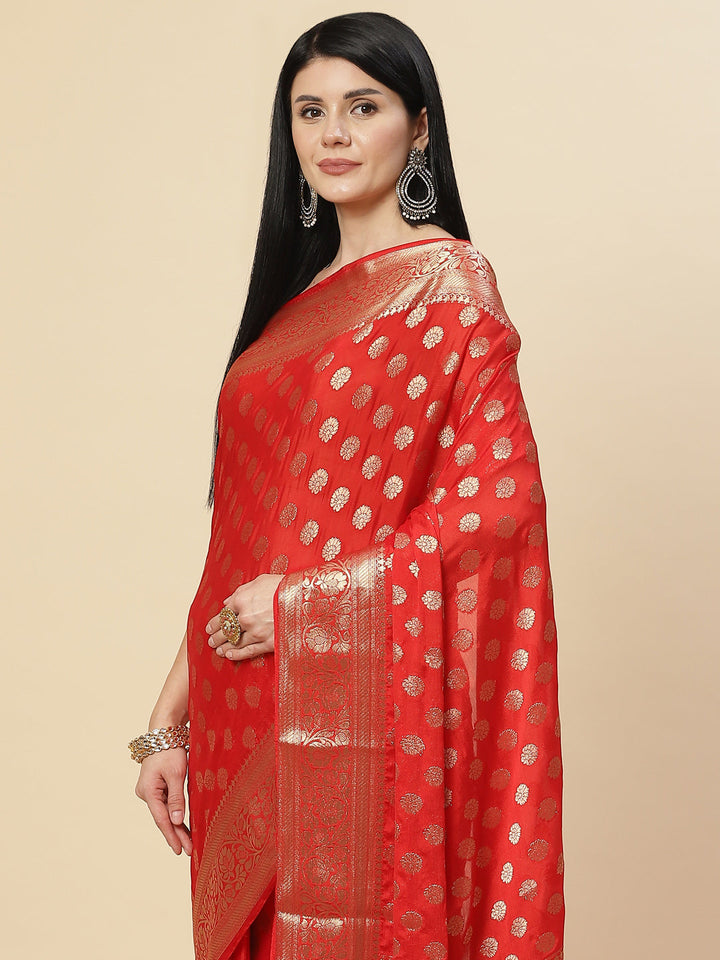 Zari Booti Crepe Plain Saree