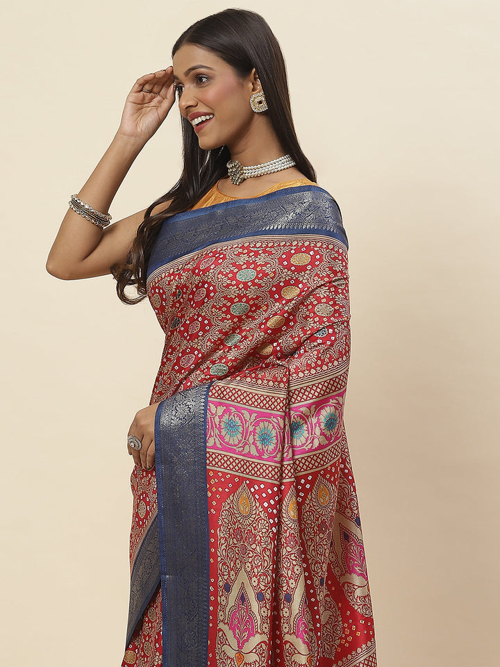 Zari Border Printed Handloom Saree