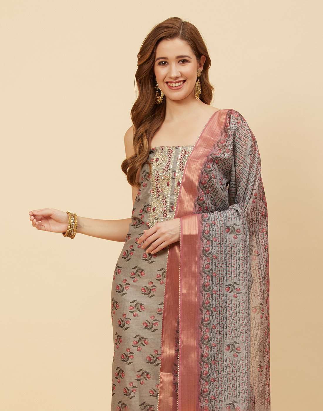 Embroidered Chanderi Suit Piece