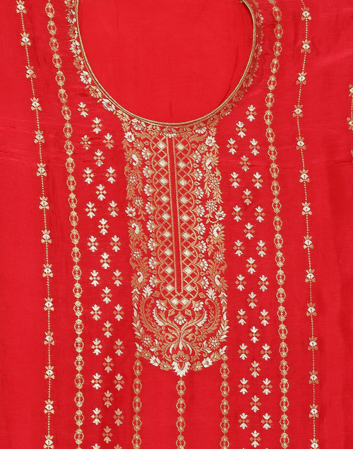 Embroidered Art Handloom Suit Piece With Crepe Dupatta