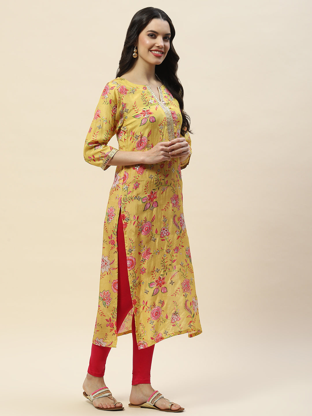 Gota Work Printed Muslin Kurta