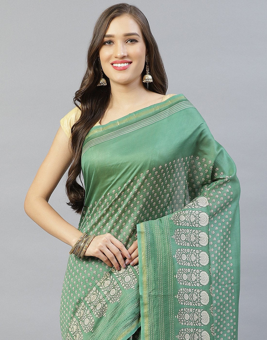 Kantha Border Printed Cotton Saree