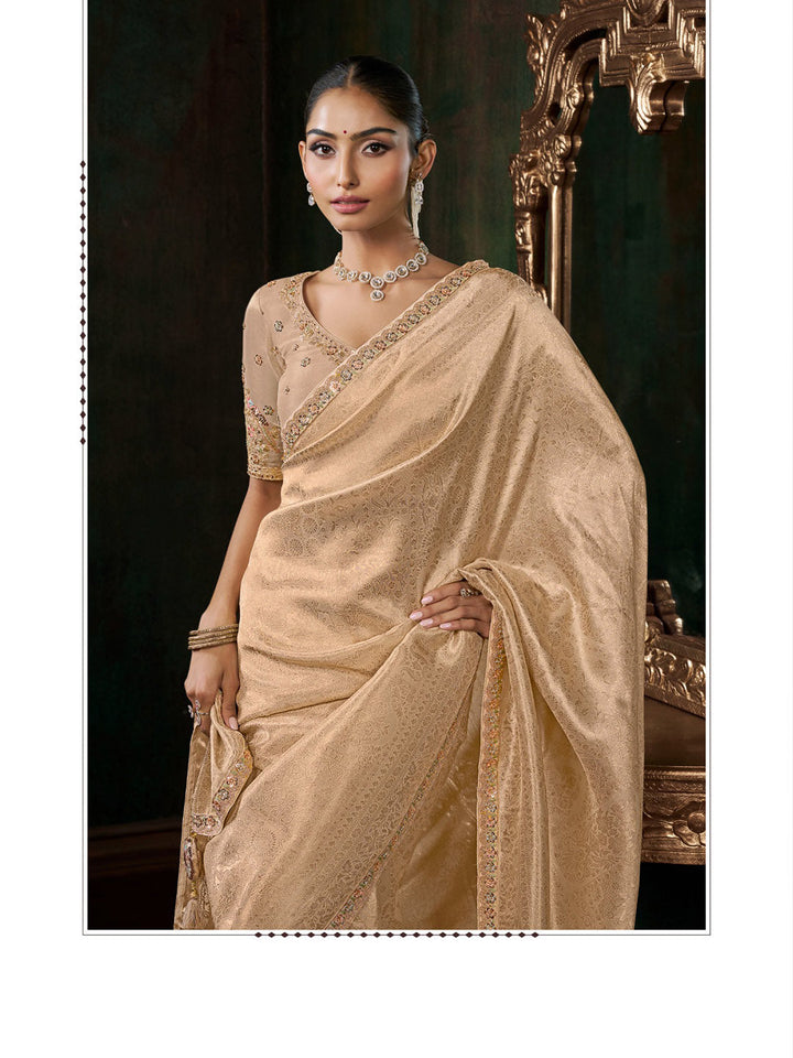 Woven Design &amp; Embroidered Border Art Silk Saree