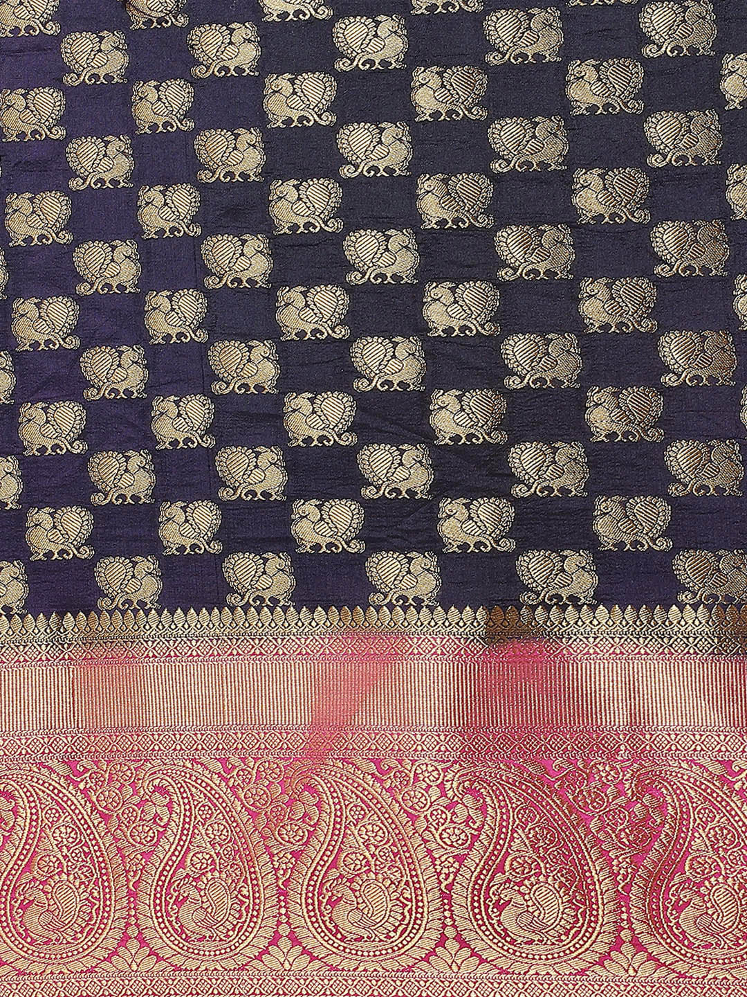 Zari Border Booti Art Handloom Woven Saree