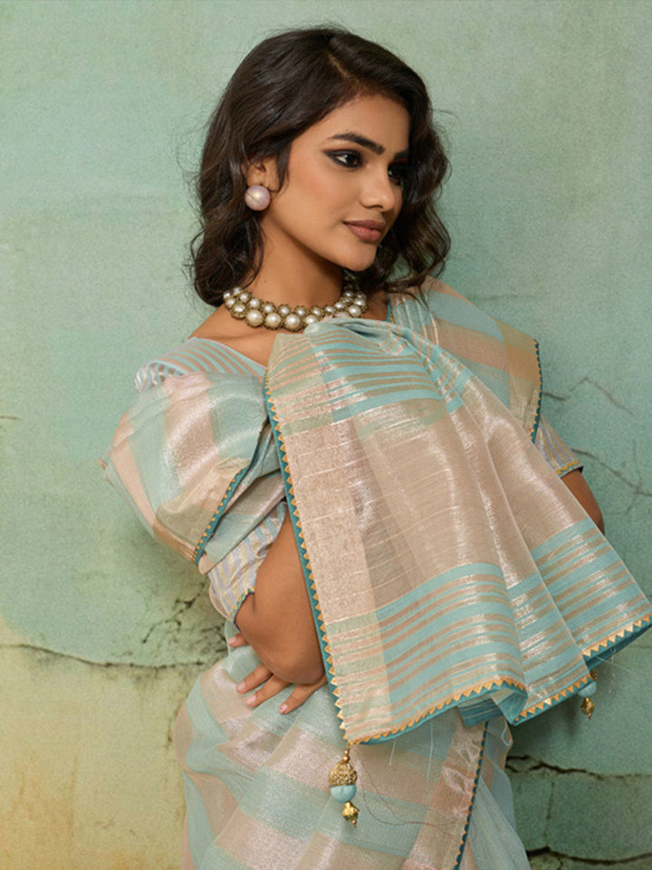Woven Design Tissue Linen Saree