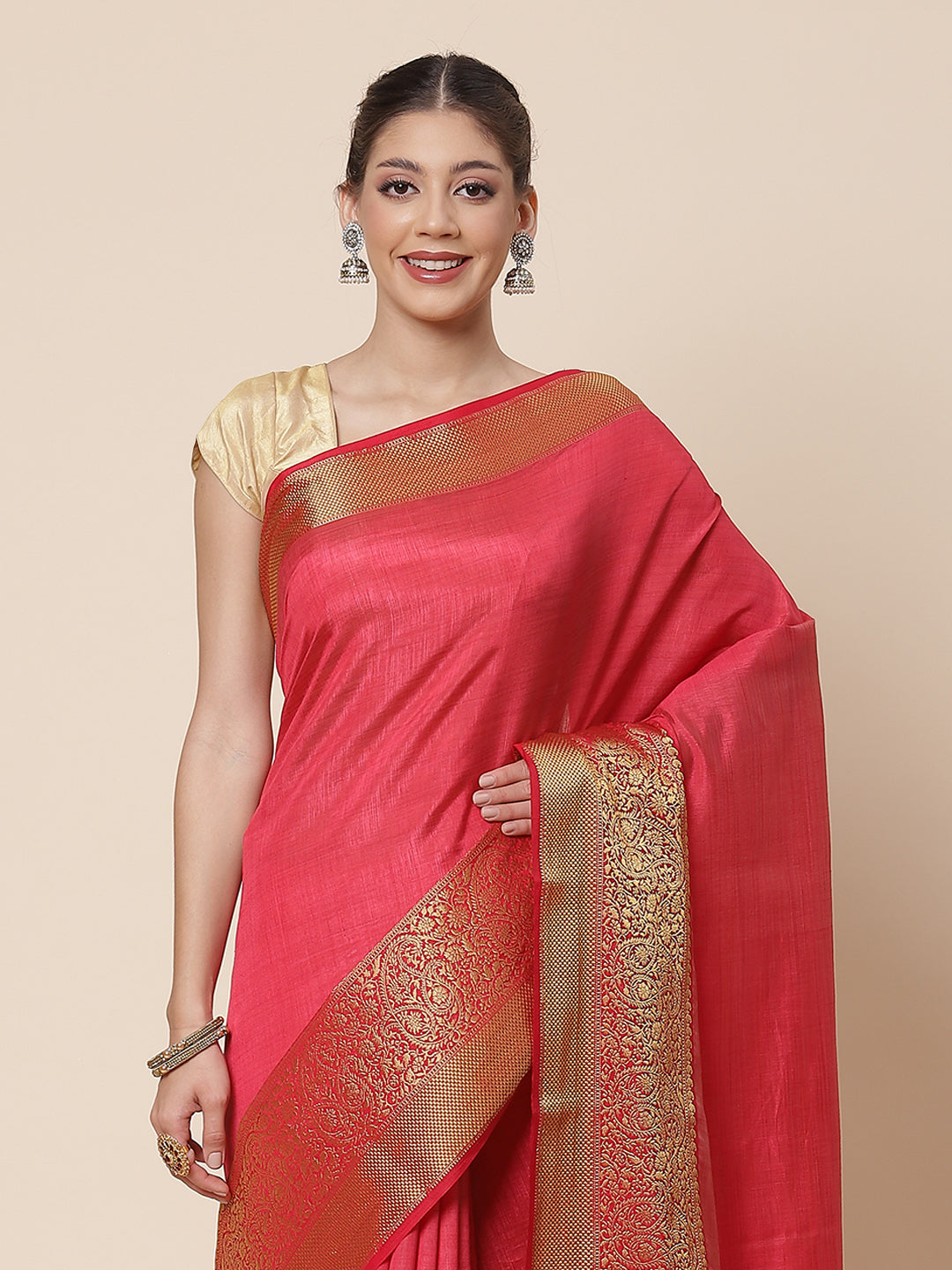 Zari Border Woven Art Handloom Saree