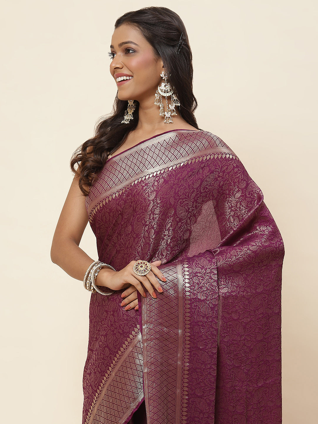 Brocade Woven Georgette Saree
