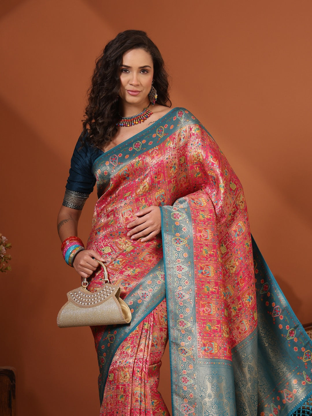 Woven Design Satin Saree