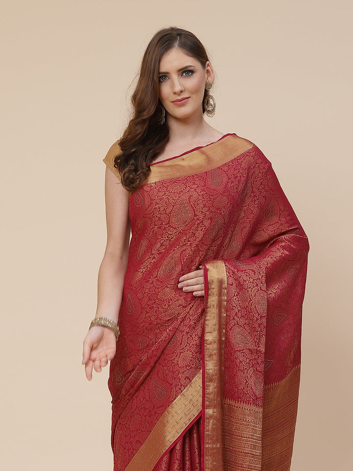 Light Brocade Georgette Plain Saree