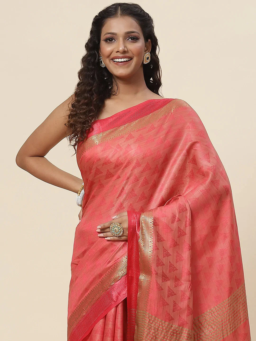 Plain Zari Border Handloom Woven Saree