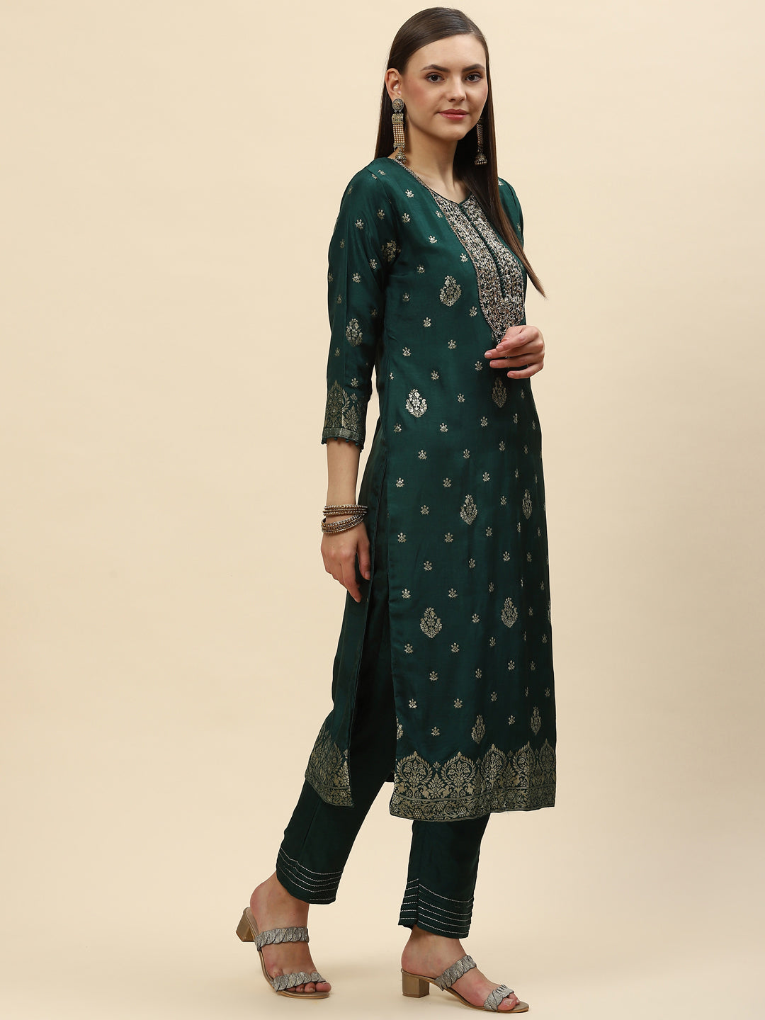 Banarasi Handloom Kurta With Pants &amp; Dupatta
