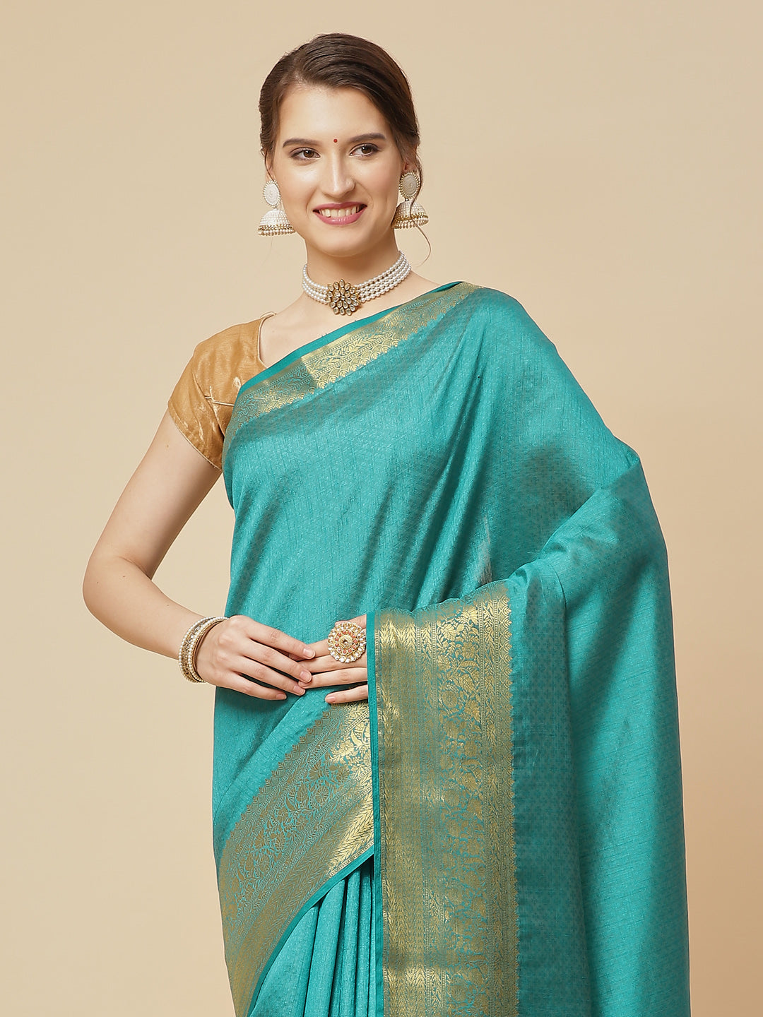 Plain Zari Border Art Handloom Woven Saree