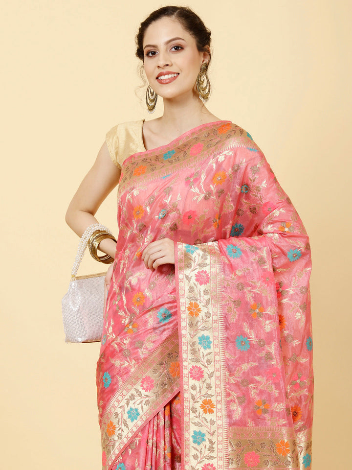 Zari Jaal Woven Organza Saree