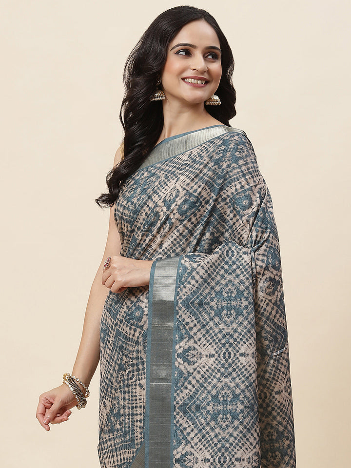 Printed Tussar Saree
