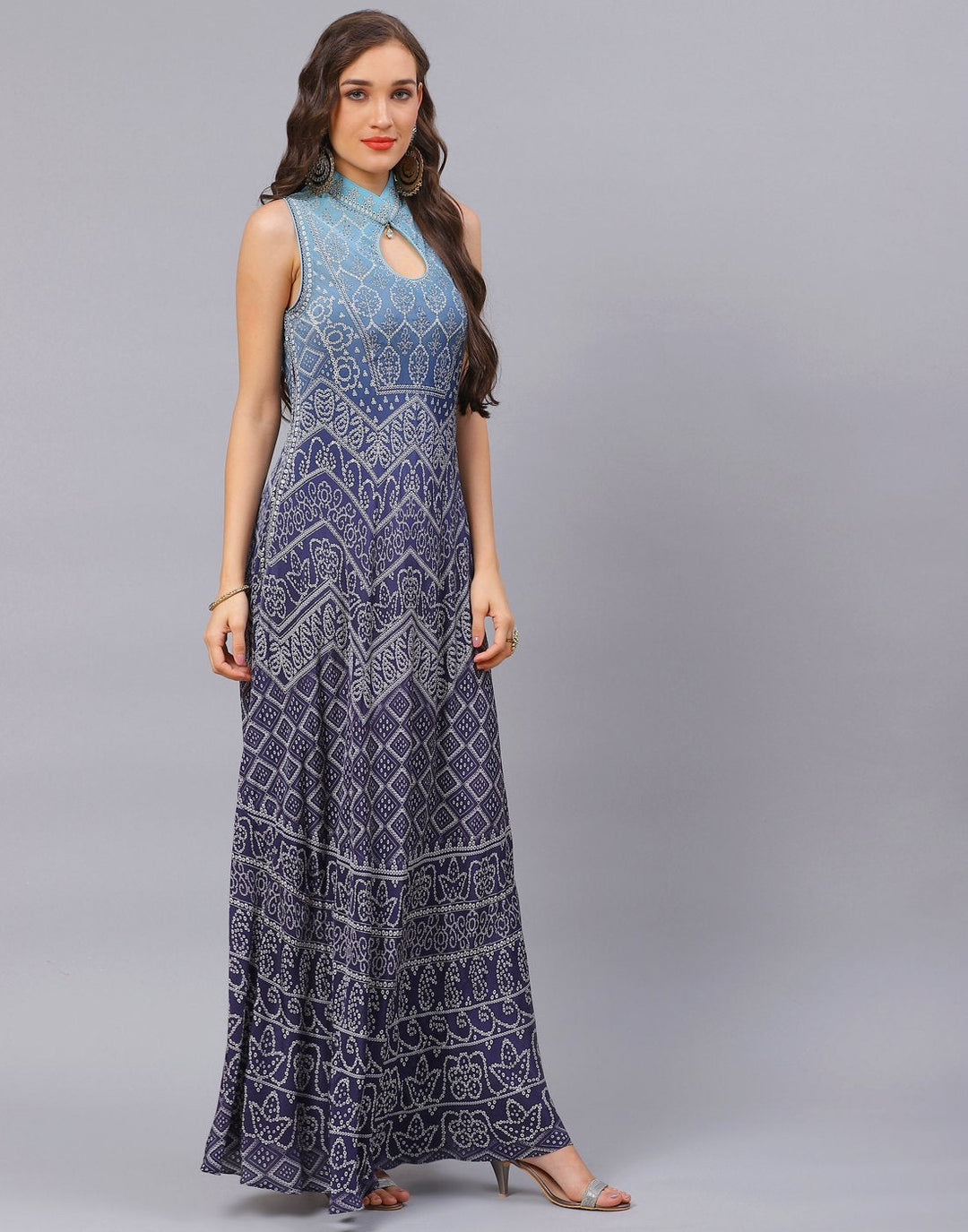 Blue and Peach Pink Dress