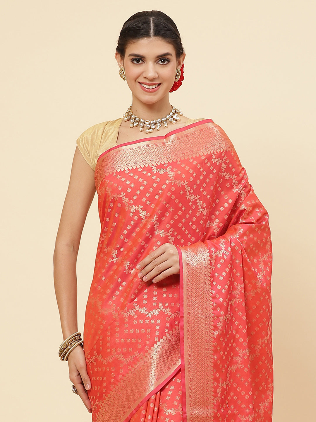 Cotton Saree with Zari Border Booti