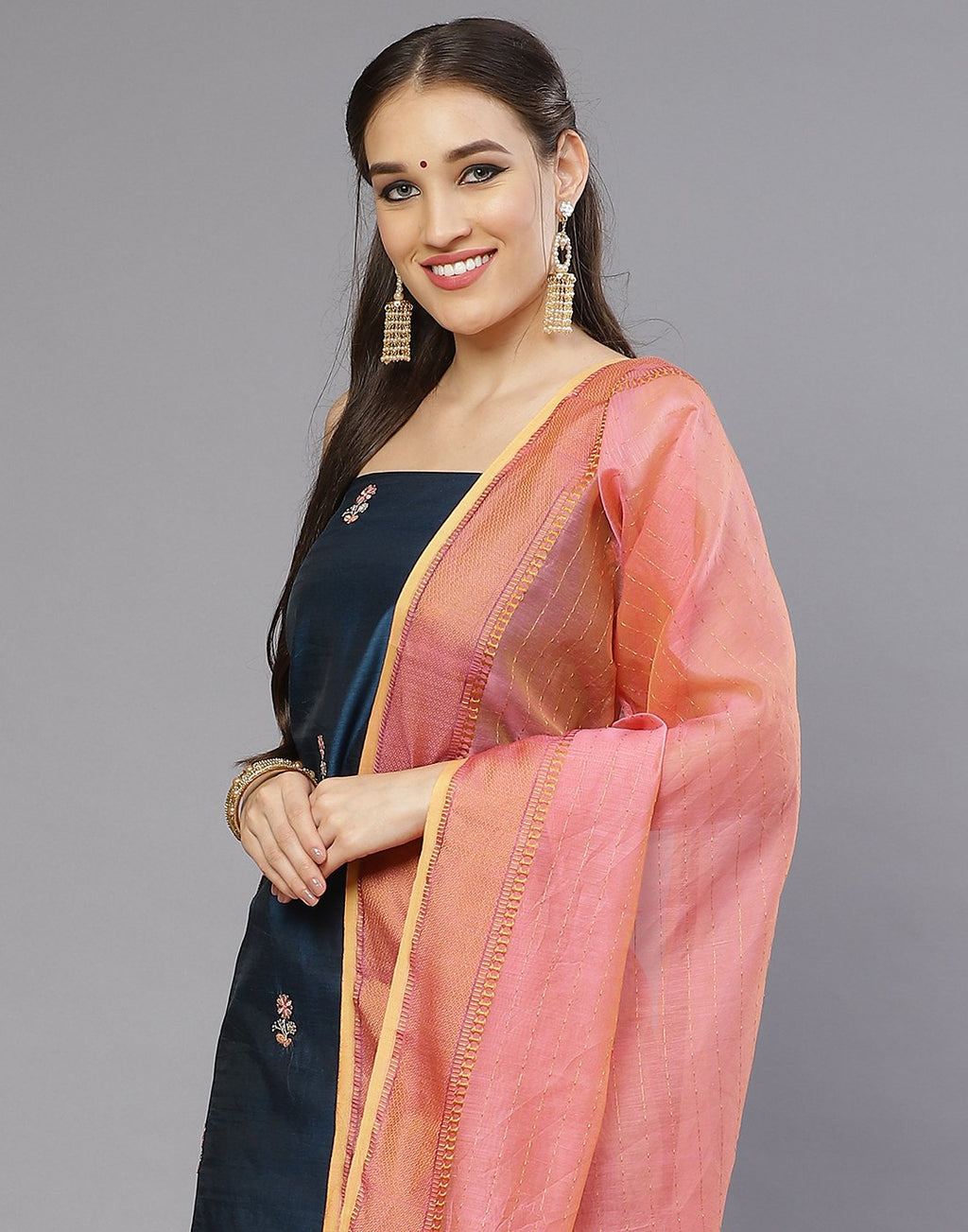Chanderi Embroidered Suit Piece