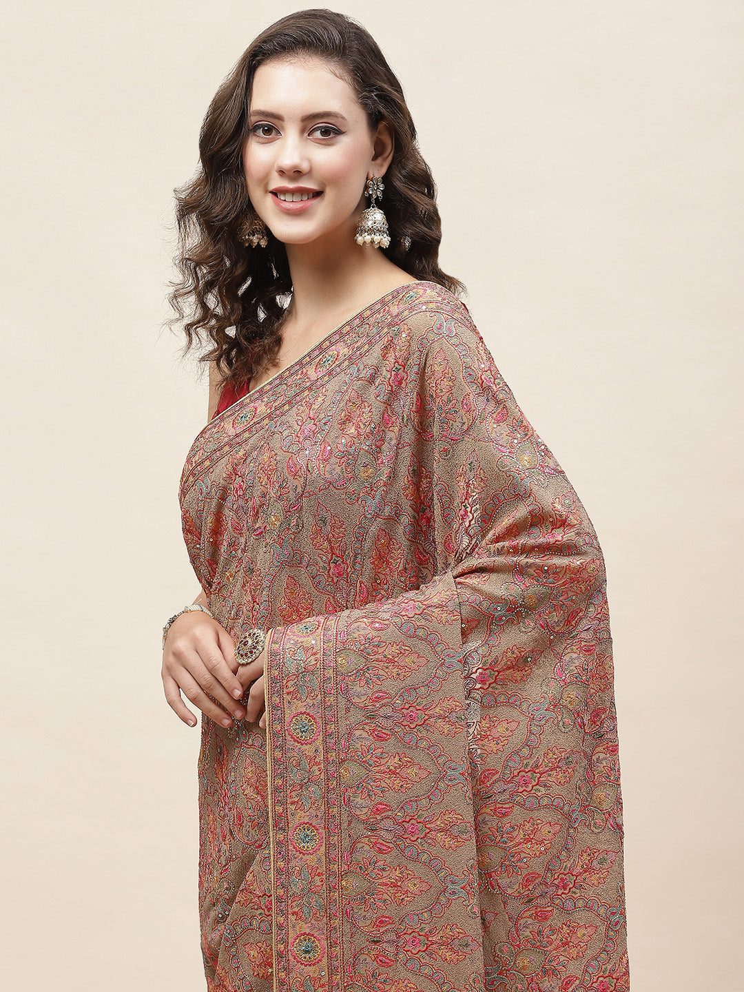 Resham Jaal Embroidery Georgette Saree