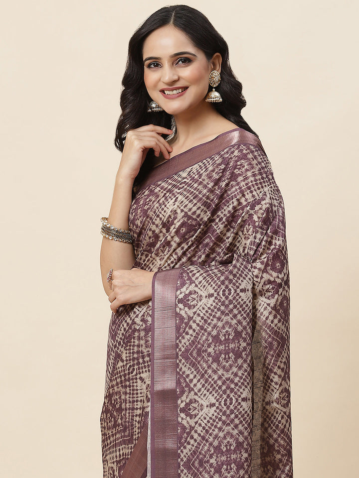 Printed Tussar Saree