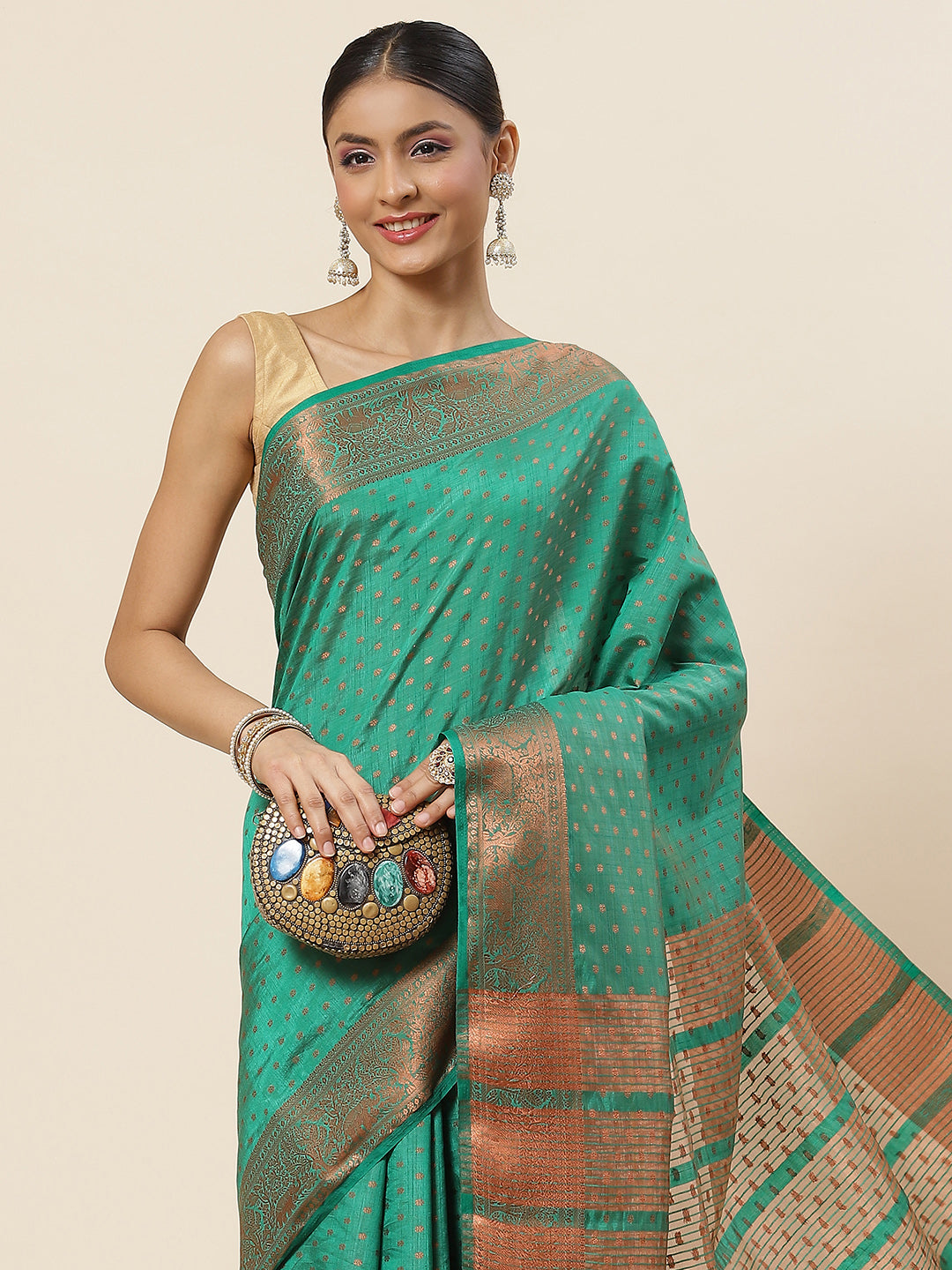 Zari Booti Woven Handloom Saree