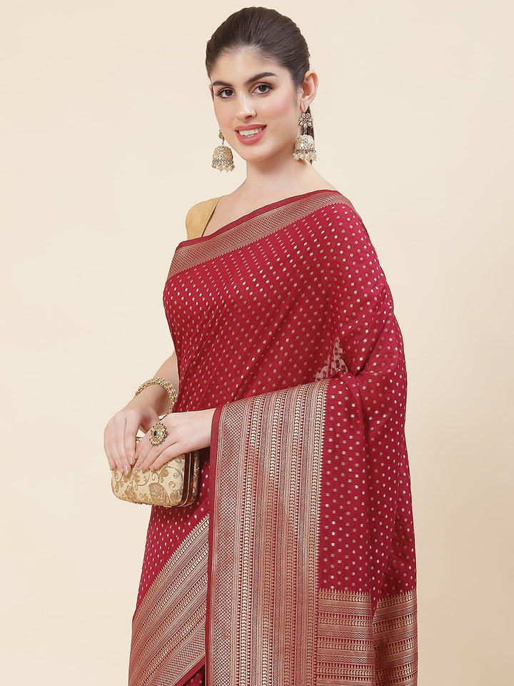 Zari Border Booti Handloom Woven Saree