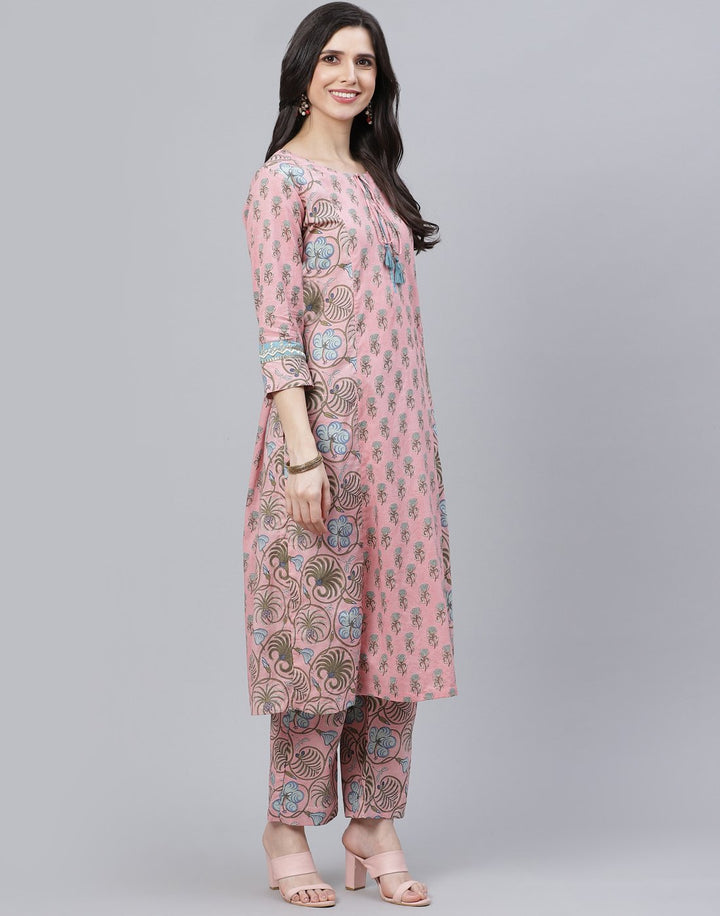 Printed Cotton Kurti Pant Set
