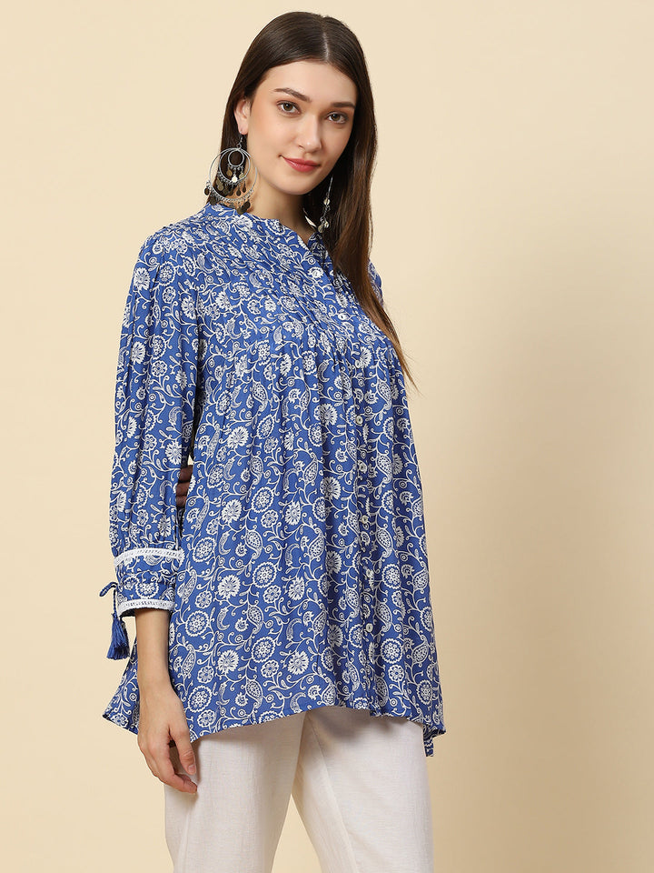 Floral Printed Muslin Kurta