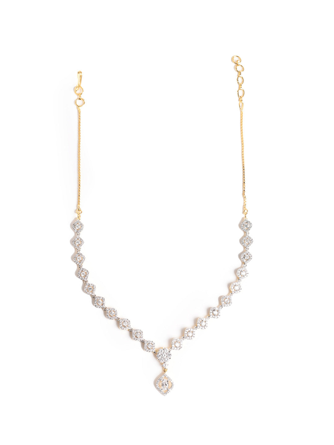 Silver AD Necklace Set With Earrings