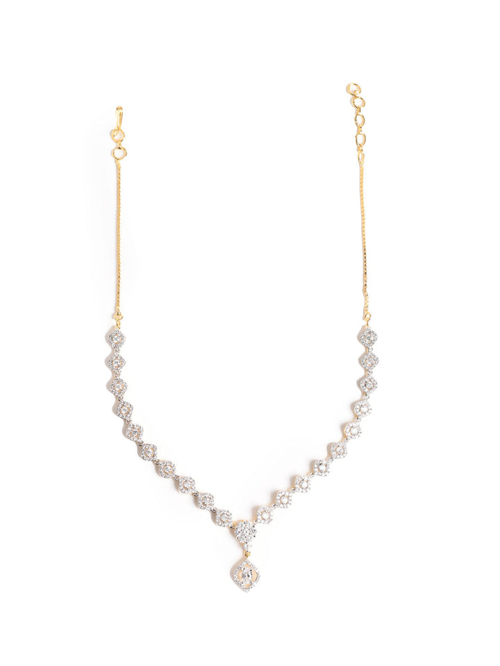 Silver AD Necklace Set With Earrings