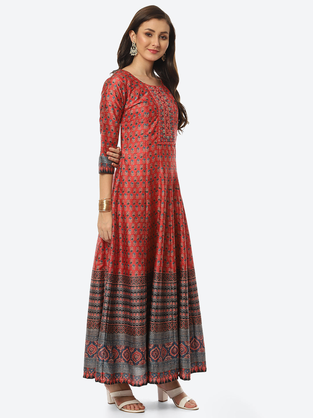 Mirror Work Printed Handloom Kurta
