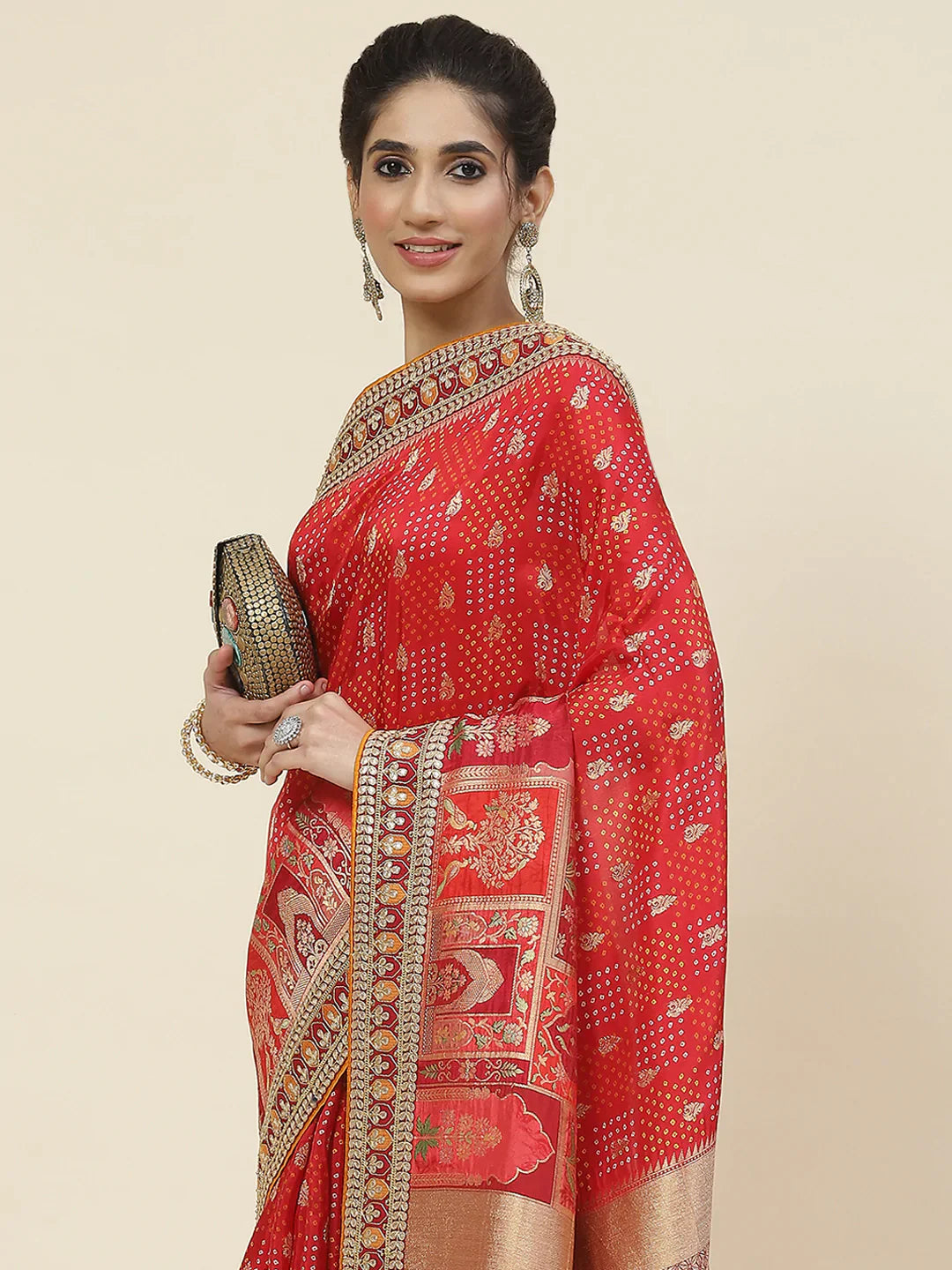 Stone Booti Embroidered Dola Handloom Saree