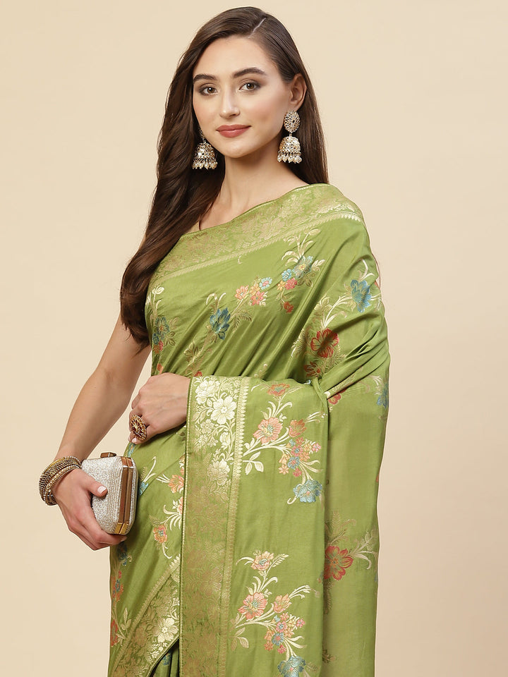 Floral Zari Jaal Handloom Woven Saree