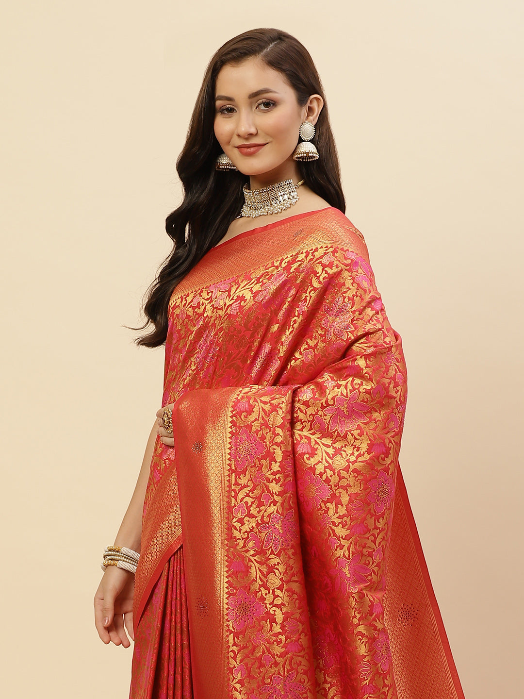 Stone Jaal Art Handloom Woven Saree