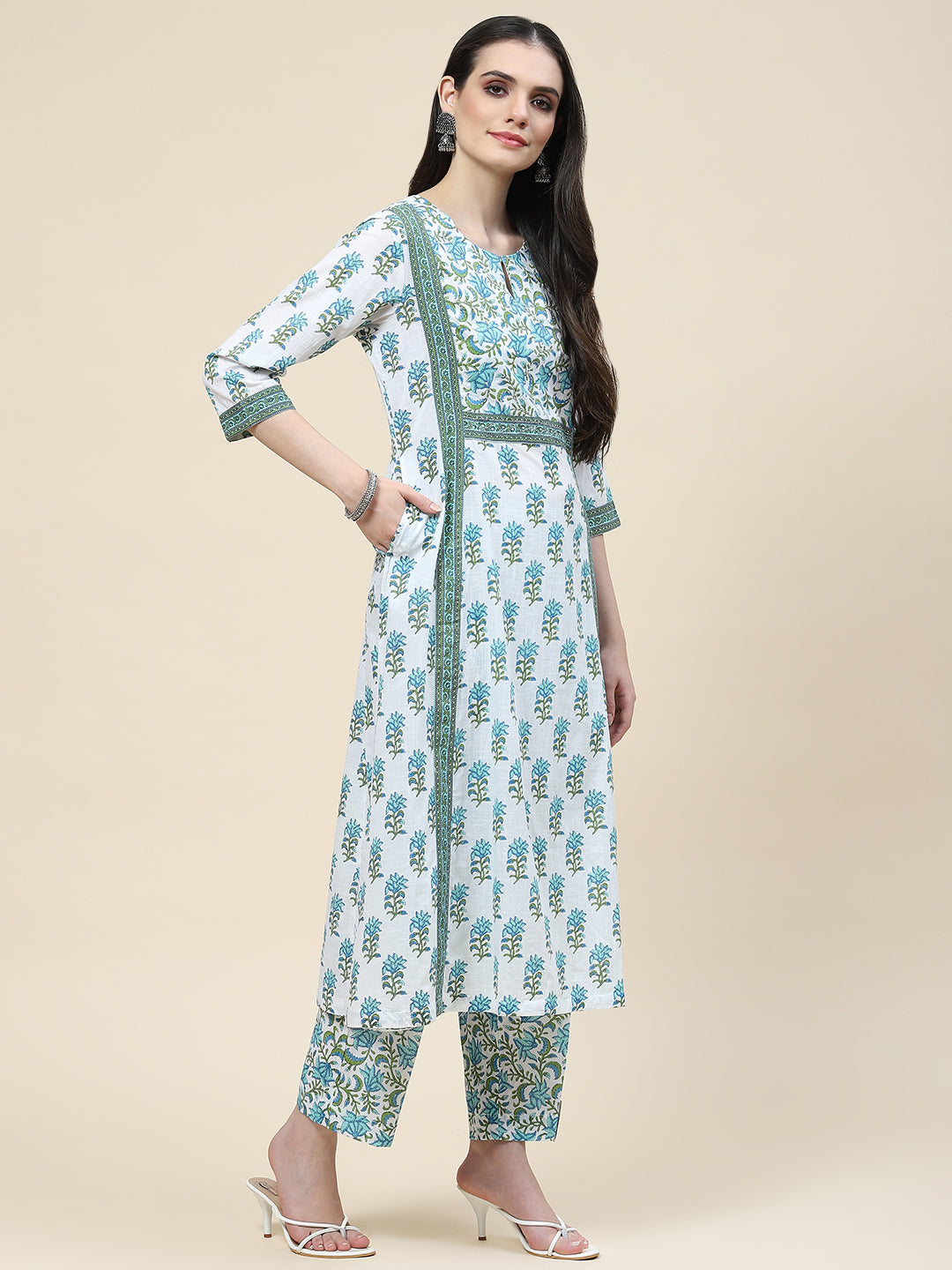 Printed Cotton Kurta With Pants