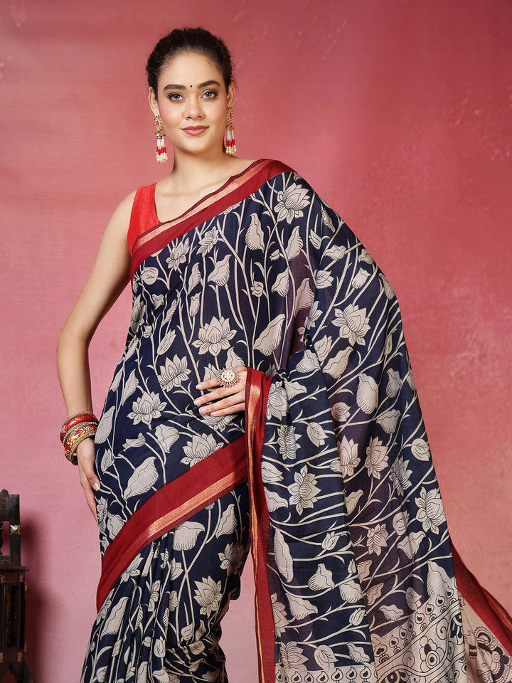 Floral Printed Art Silk Saree