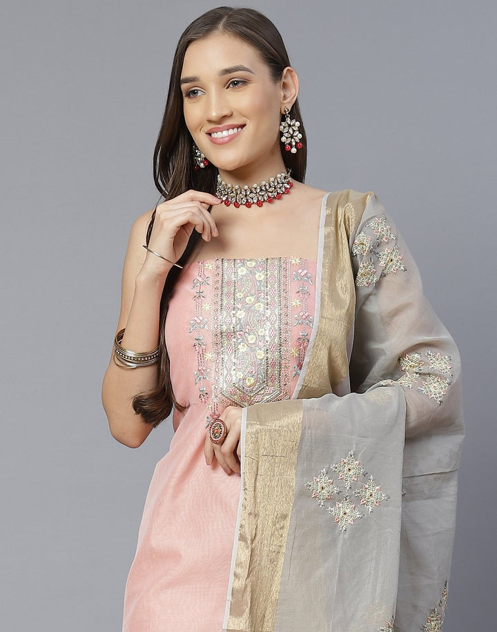Chanderi Embroidered Suit Piece