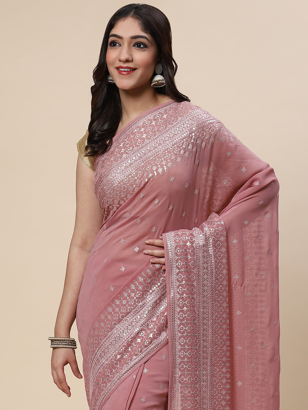 Sequin Embroidered Georgette Saree