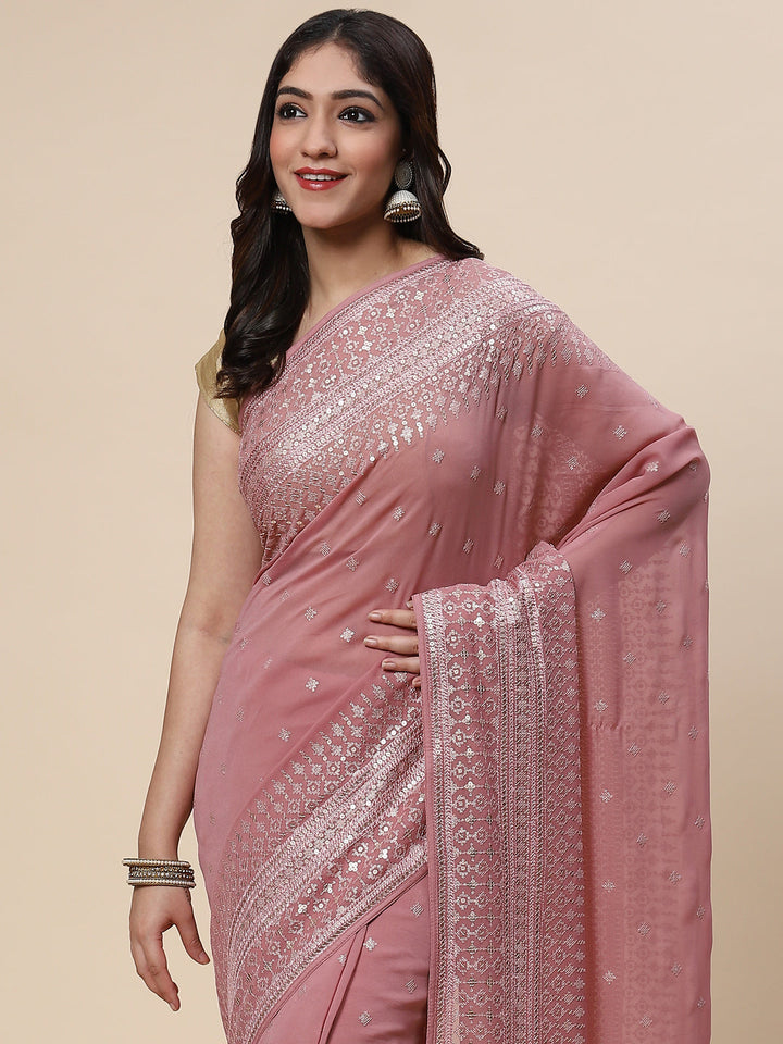 Sequin Embroidered Georgette Saree