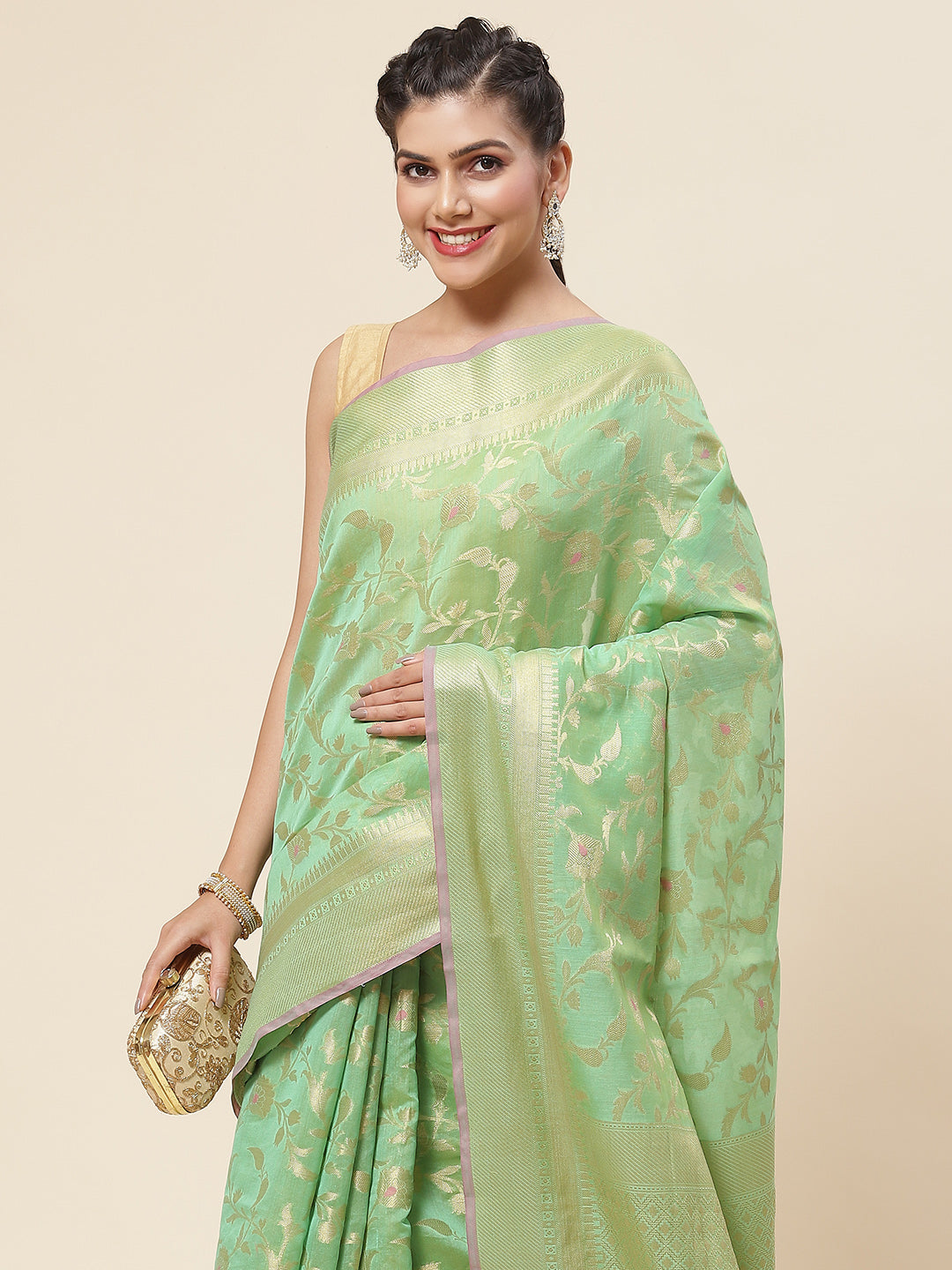 Zari Jaal Woven Cotton Saree