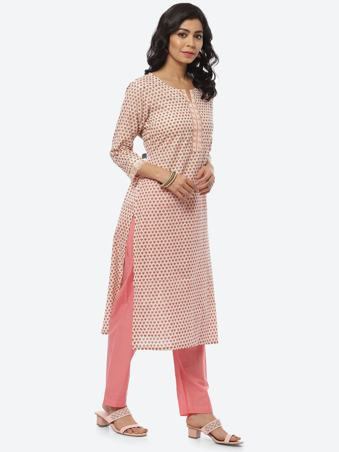 Floral Printed Cotton Kurti With Pant