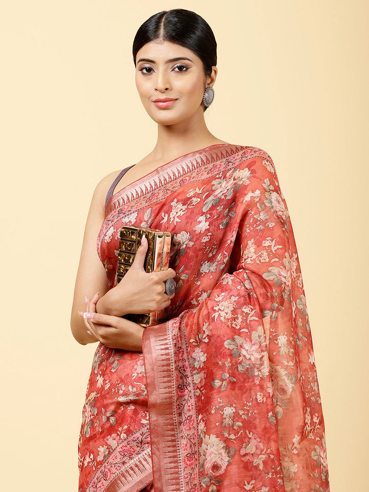 Floral Printed Cotton Saree