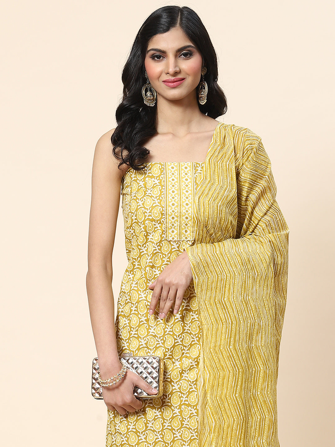 Printed Cotton Unstitched Suit Piece With Dupatta