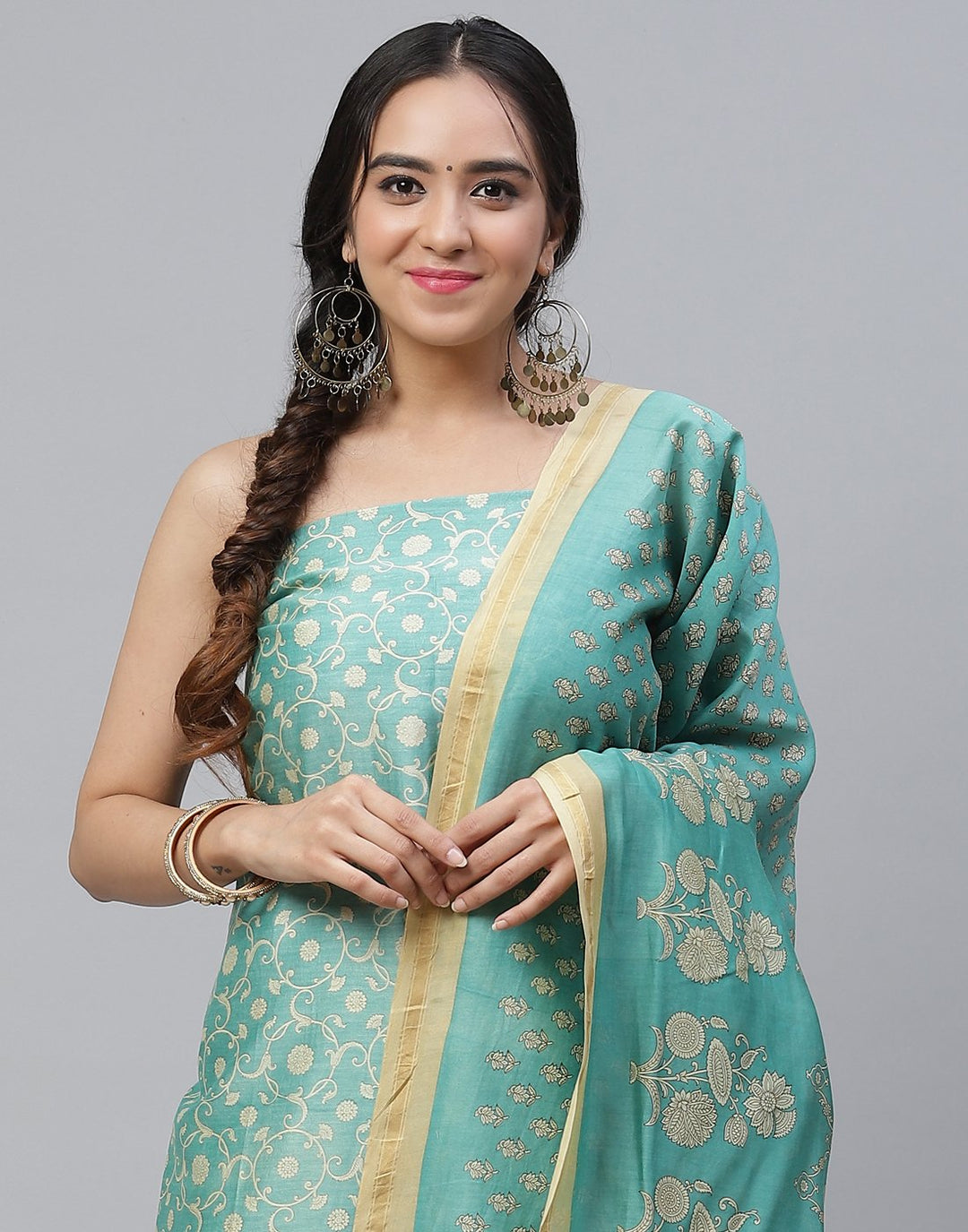 Fine Chanderi Printed Suit Piece