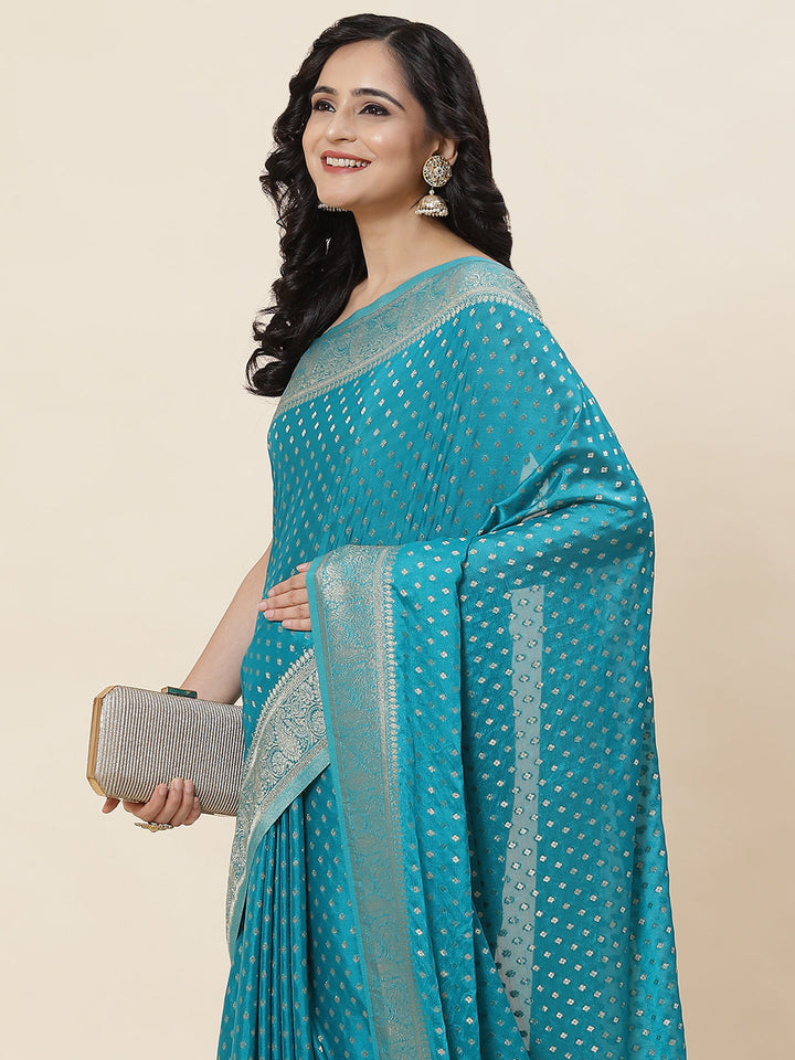 Zari Border Plain Crepe Saree