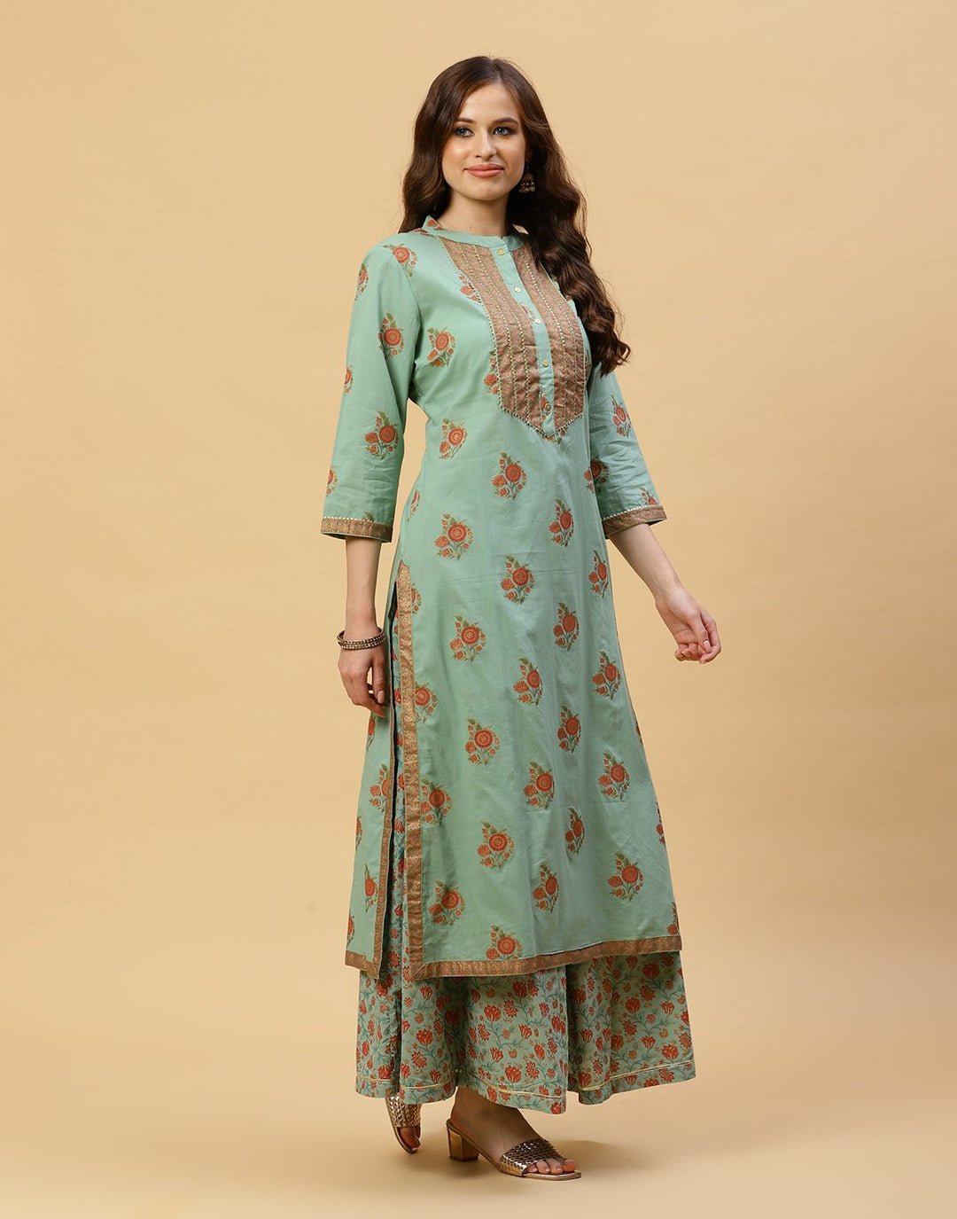 Printed Cotton Kurti With Plazzo