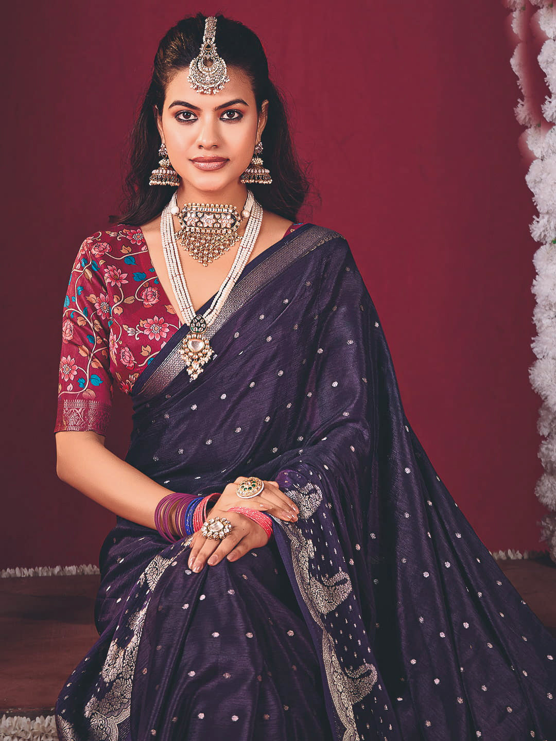 Plain Crepe Saree