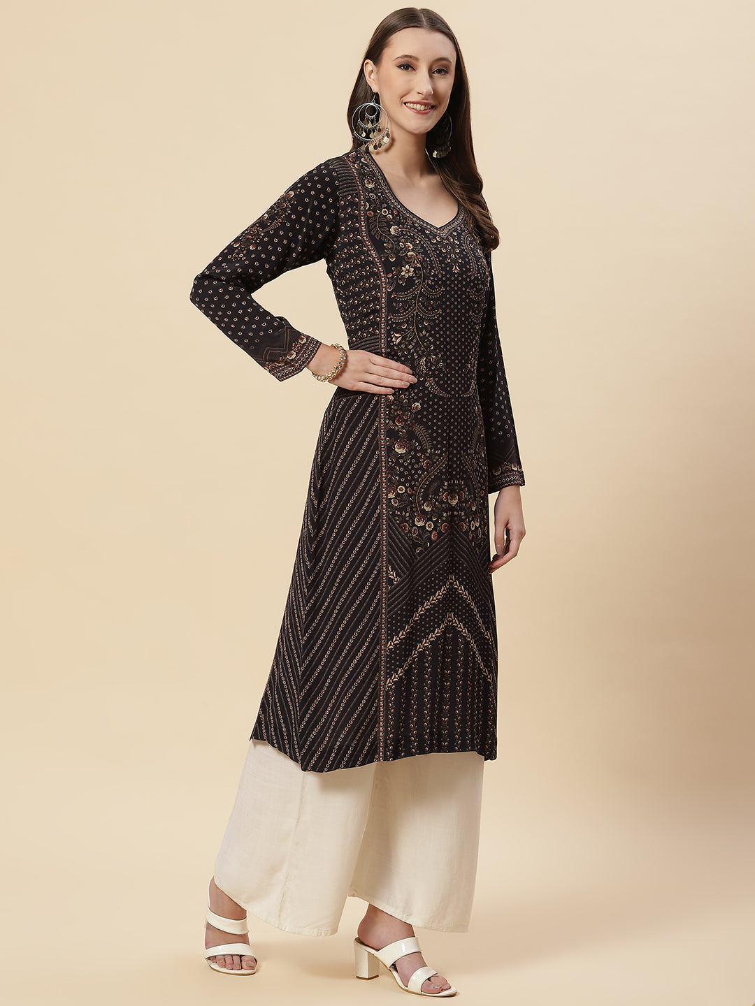 Printed Crepe Kurta