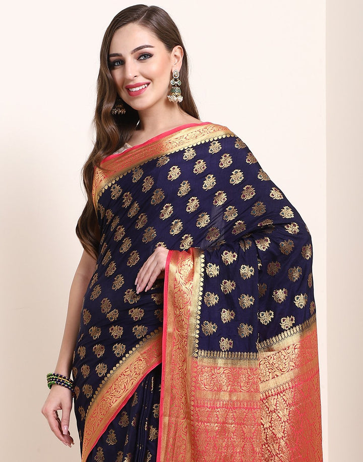 MBZ Meena Bazaar-Mustard Art Handloom Saree