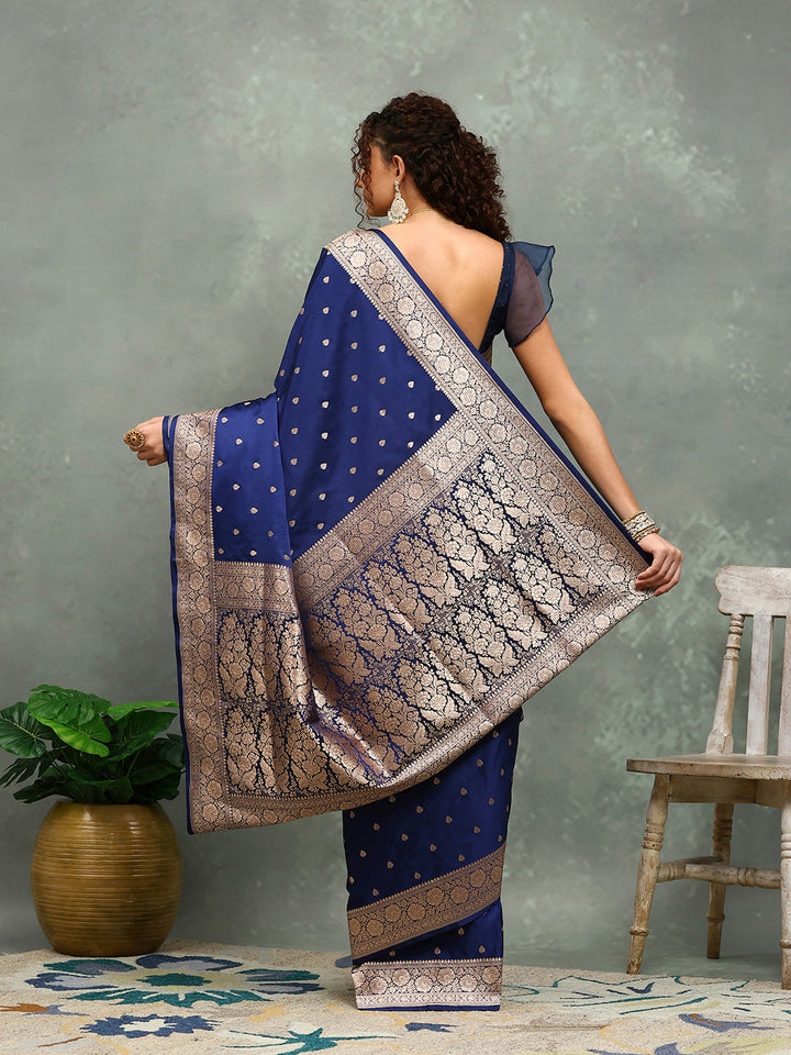 Zari Border Booti Art Silk Woven Saree
