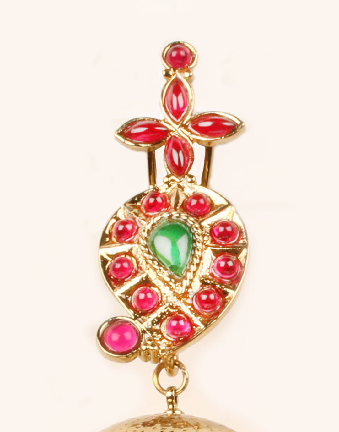 Golden Pearl And Stone Earring